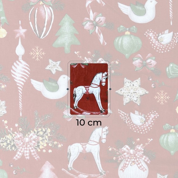 Tela de algodón - Rojo mecedor navideño