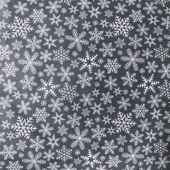 Tela de algodón - Copos de nieve grises navideños