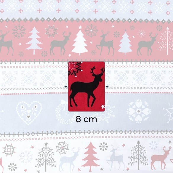 Tela de algodón - Jersey navideño Rojo reno