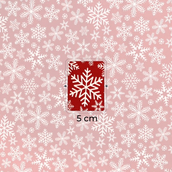 Tela de algodón - Copos de nieve navideños rojo