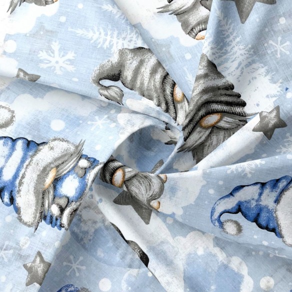 Tela de algodón - Gnomos navideños Azul II