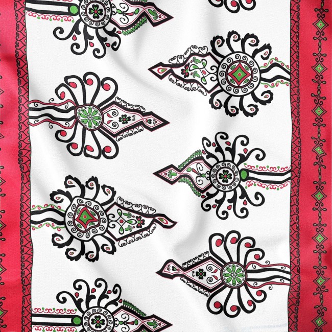 Tela de algodón - Parzenica Highland Folklore Pattern Red