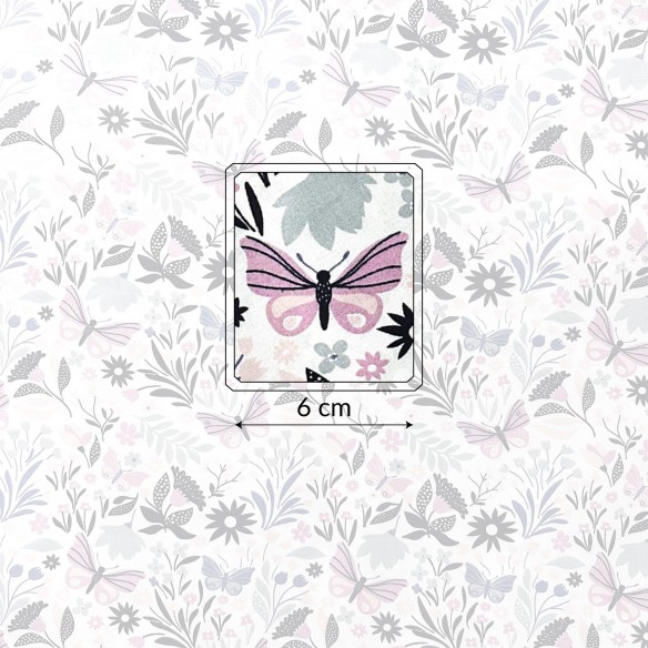 Tela de Algodón -Mariposas, Morado y rosa