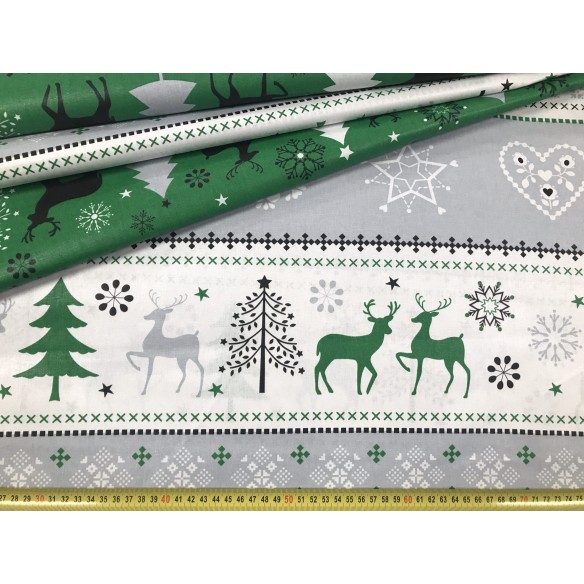 Tela de algodón - Jersey navideño Verde reno