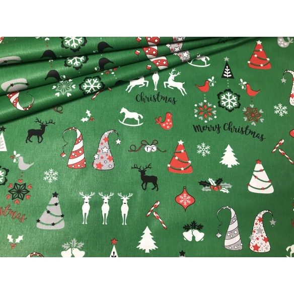 Tela de algodón - Verde Navidad