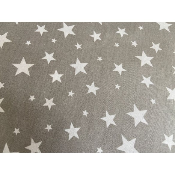 Tela de algodón - Estrellas grandes y pequeñas sobre gris