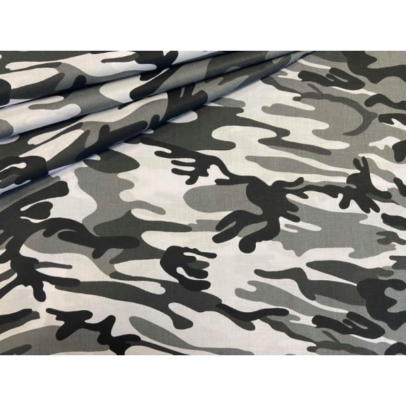 Tela de algodón - Camuflaje militar negro-blanco