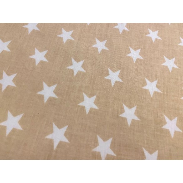 Tela de algodón - Estrellas blancas sobre beige
