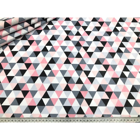 Tela de algodón - Pequeñas pirámides rosas