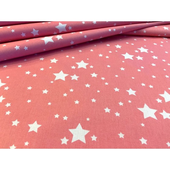 Tela de algodón - Estrellas de la galaxia en rosa