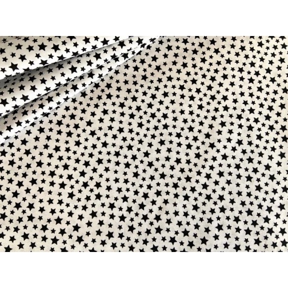 Tela de algodón - Mini estrellas negras sobre blanco