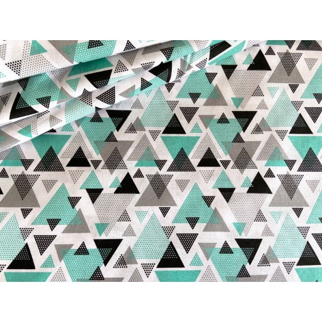 Tela de algodón - Menta Triángulos Cristales