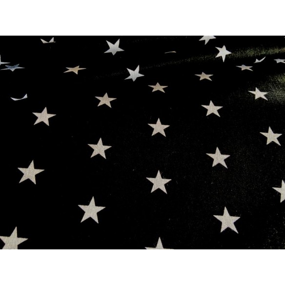 Tela de algodón - Estrellas blancas sobre negro