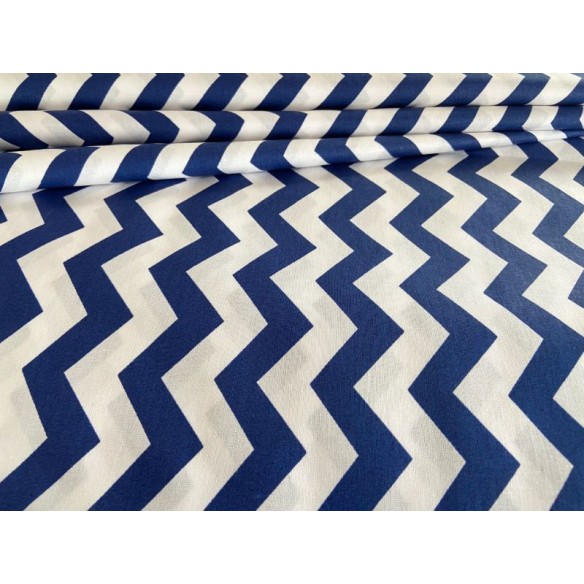 Tela de algodón - Zigzag azul marino