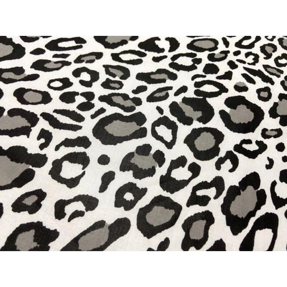 Tela de algodón - Estampado de leopardo en blanco