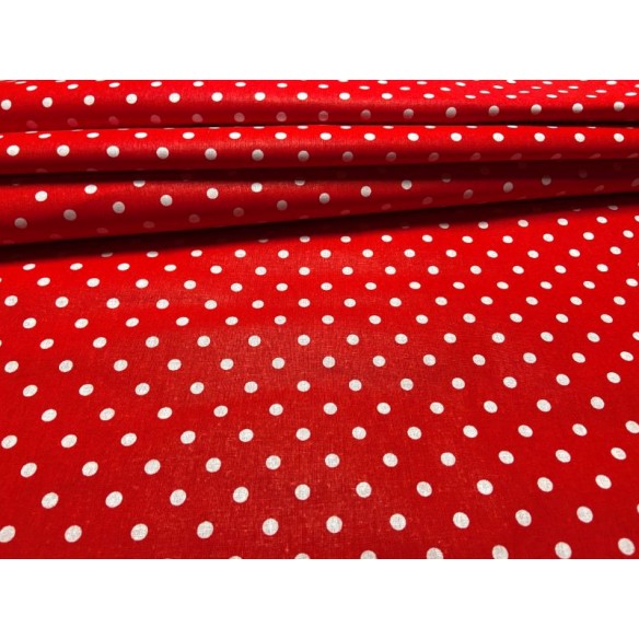 Tela de algodón - Puntos rojos medianos