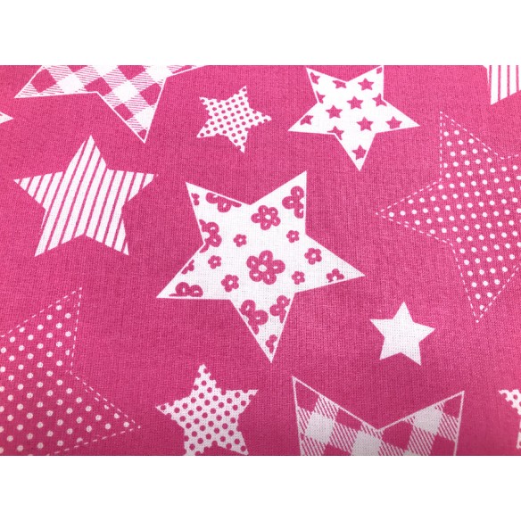 Tela de algodón - Estrellas rosas con motivos
