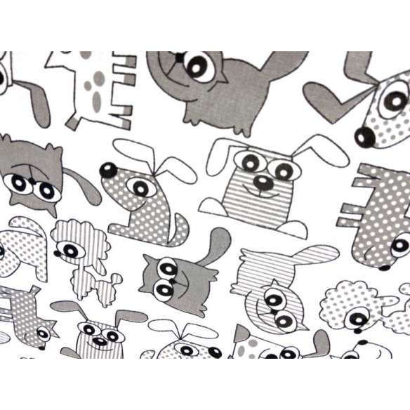 Tela de algodón - Dibujos animados de gatos y perros