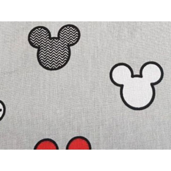 Tela de algodón - Patrones de Mickey Mouse rojo sobre gris