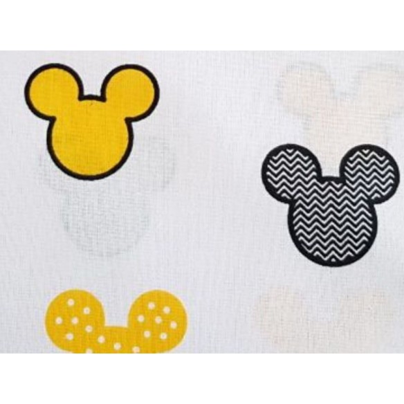 Tela de algodón - Patrones de Mickey Mouse amarillo sobre blanco