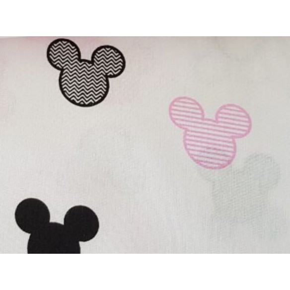 Tela de algodón - Patrones de Mickey Mouse rosa sobre blanco