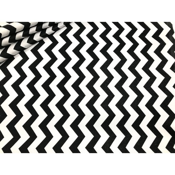 Tela de algodón - Chevron en zigzags negros