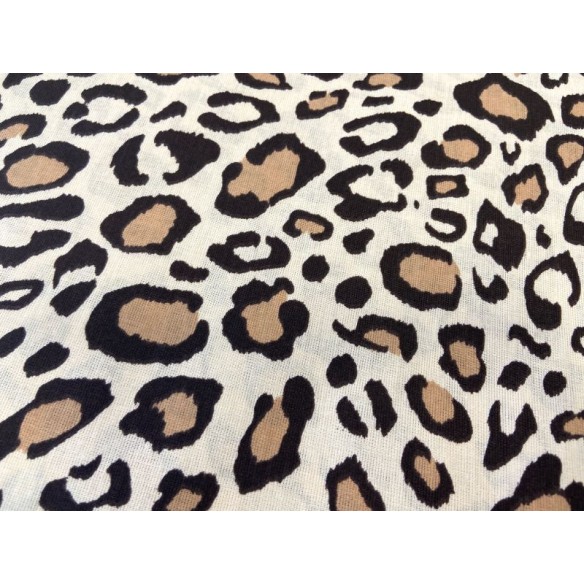 Tela de algodón - Estampado de leopardo marrón