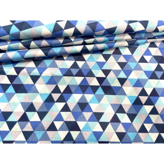 Tela de algodón - Mini triángulos azul marino