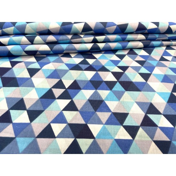 Tela de algodón - Mini triángulos azul marino