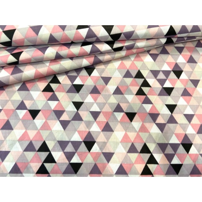 Tela de algodón - Mini triángulos rosa violeta