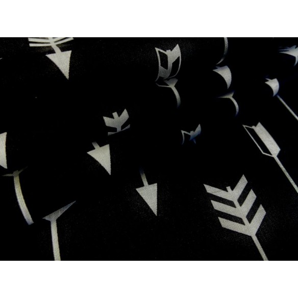 Tela de algodón - Flechas blancas sobre negro