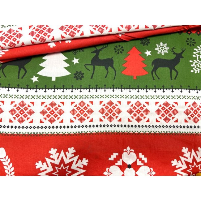 Tela de algodón - Jersey navideño Reno rojo-verde