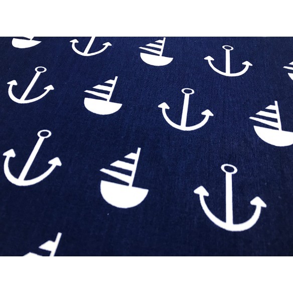 Tela de algodón - Patrón de marinero Anclas Azul marino