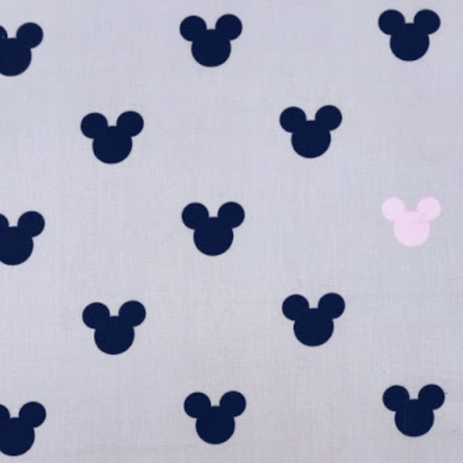 Tela de algodón - Mickey Mouse rosa-negro sobre gris
