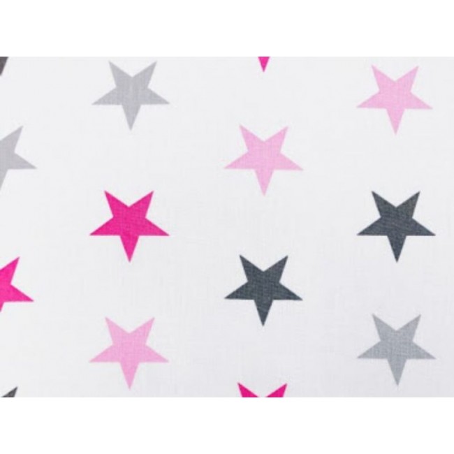 Tela de algodón - Estrellas rosas y grises