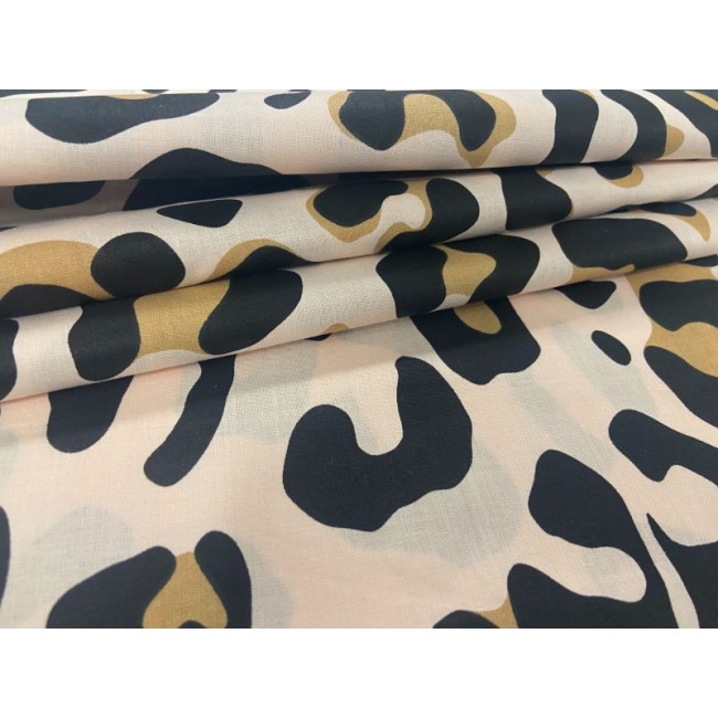 Tela de algodón - Estampado de leopardo marrón grande