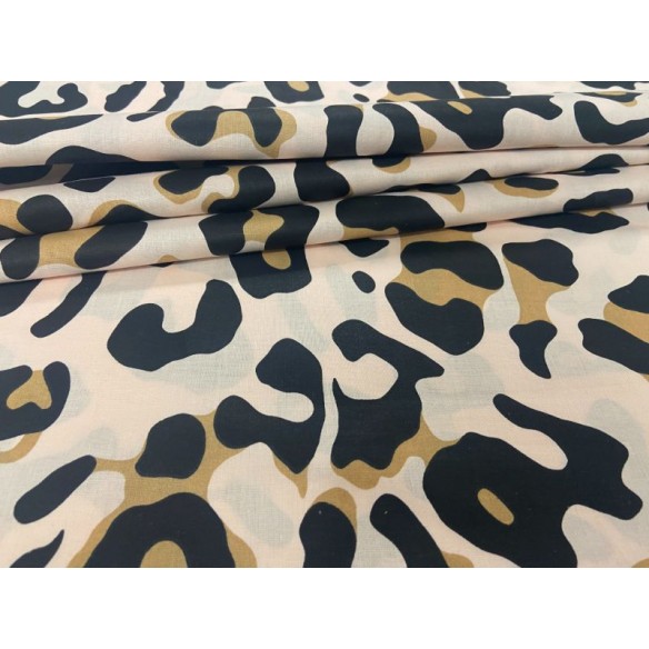 Tela de algodón - Estampado de leopardo marrón grande