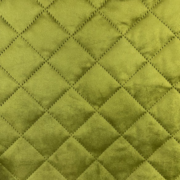Tela para tapizar Terciopelo acolchado Diamante 5x5 - Verde Oliva