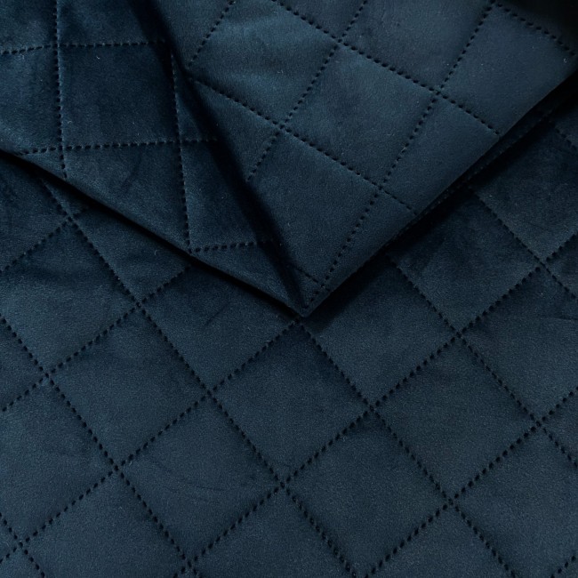 Tela para tapizar Terciopelo acolchado Diamante 5x5 - Azul marino