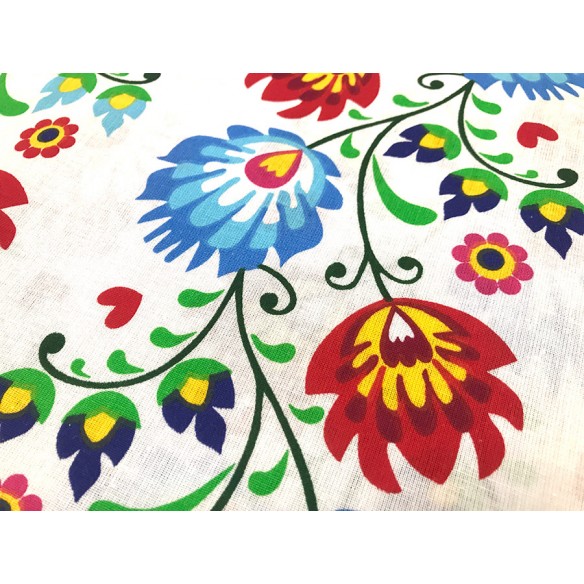 Tela de algodón - Łowicz Folklore Flower Stripes