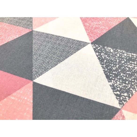 Tela de algodón - Pirámides y triángulos rosa