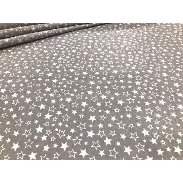 Tela de algodón - Mini estrellas Galaxy sobre gris