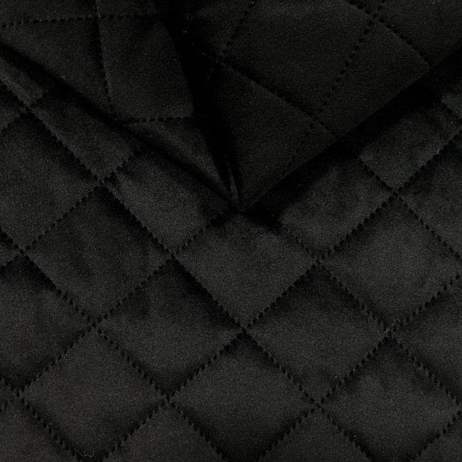 Tela para tapizar Terciopelo acolchado Diamante 5x5 - Negro