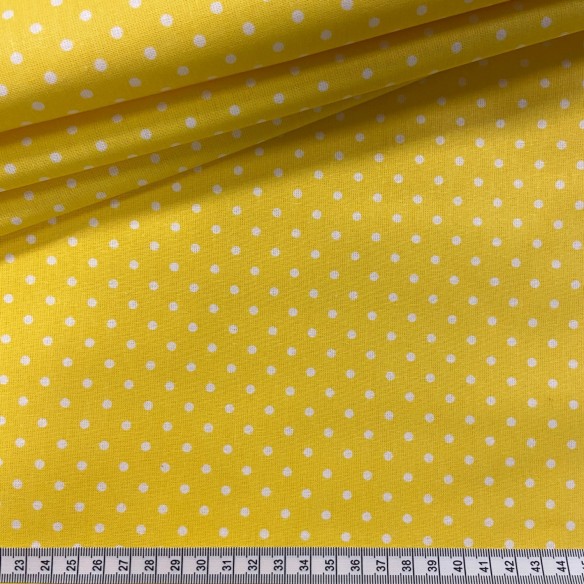 Tela de algodón - Puntos amarillos 4 mm