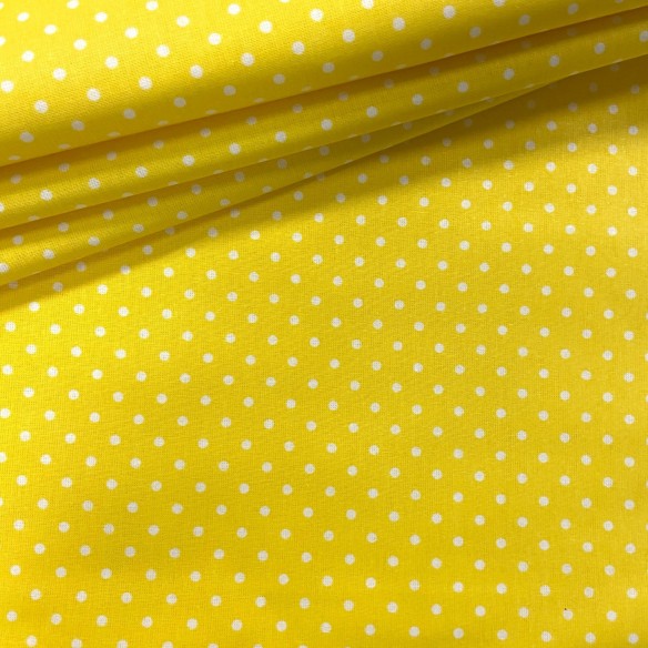 Tela de algodón - Puntos amarillos 4 mm