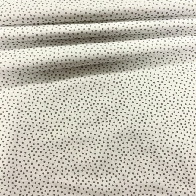 Tela de algodón - Puntos grises esparcidos sobre blanco