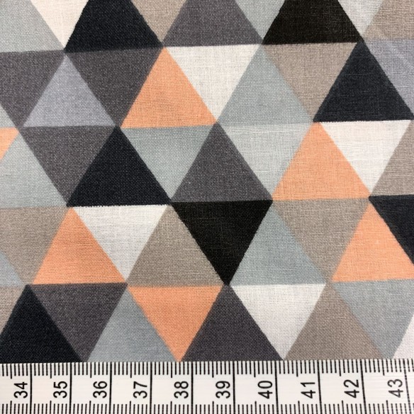 Tela de algodón - Mini Triángulos Negro Albaricoque