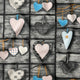 Tela de algodón - corazones patchwork 3D azul
