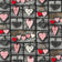 Tela de algodón - corazones patchwork 3D sobre gris
