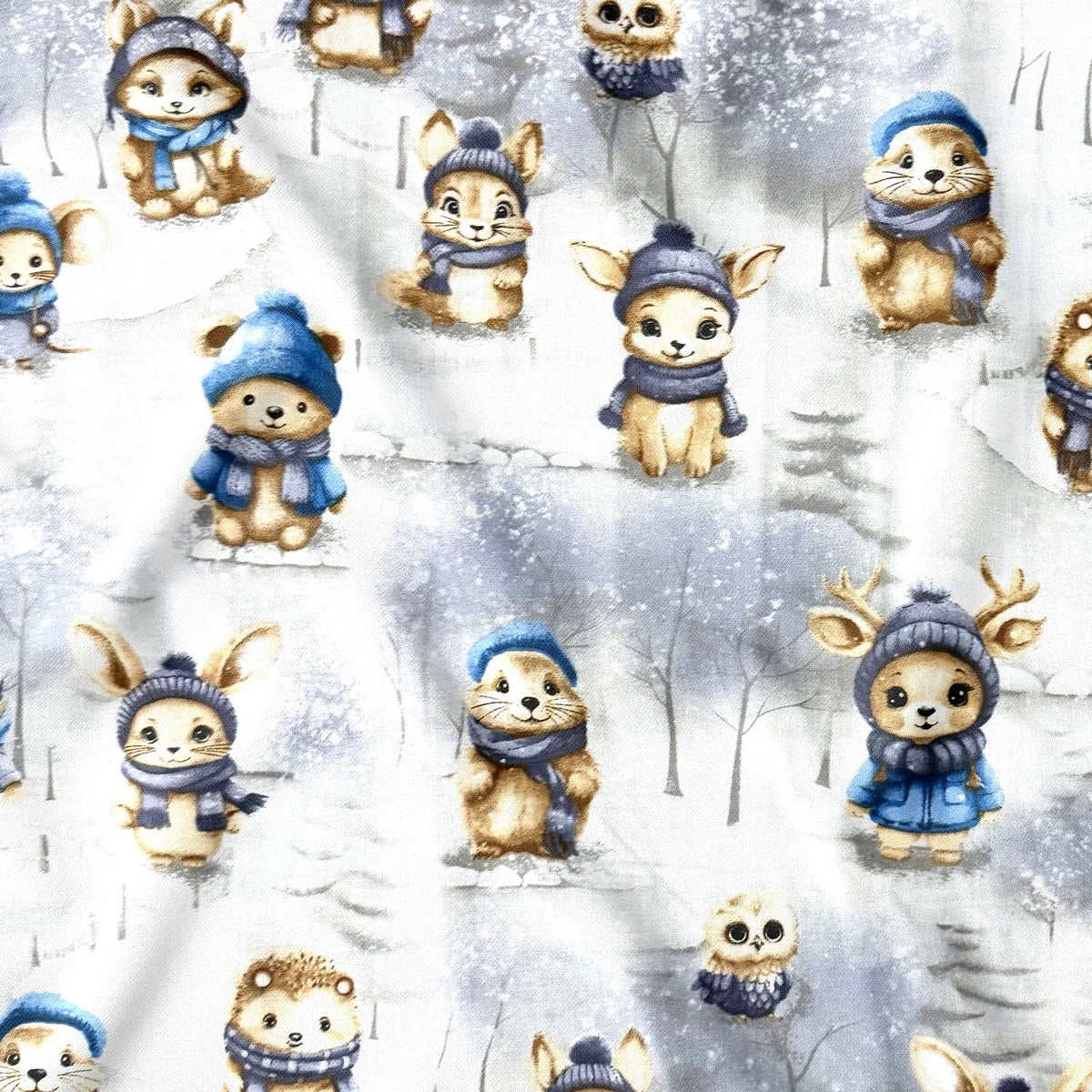 Tela de algodón - gnomos y árboles de Navidad II